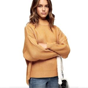 Topshop Camel Cowl Neck Sweater